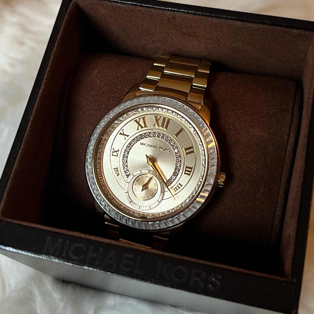 Michael Kors Gold Baguette Crystal Women's Watch